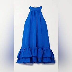 Alice + Olivia Enra Ruffled Crepe De Chine Mini Dress in Blue